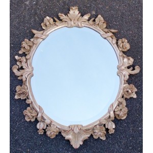 Great Acanthus Carved French Style ROCOCO Silver Gilt BEVELED Floral MIRROR   202396477878